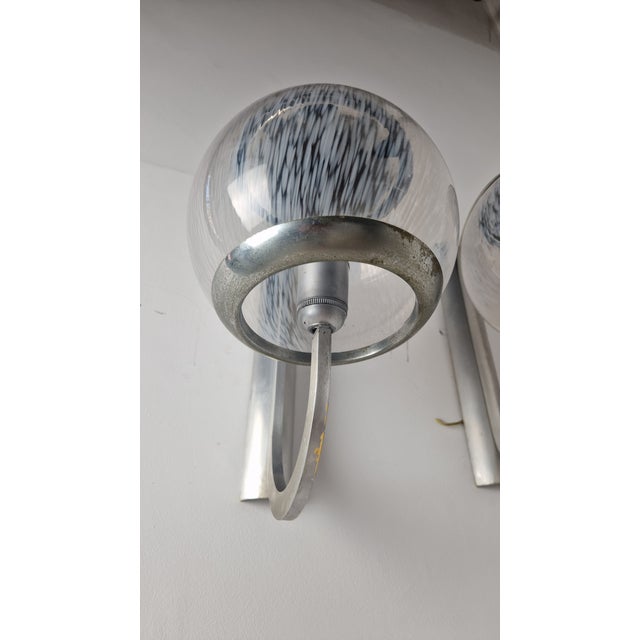 Wall Lamps in Chrome and Shaded Transparent Glass, 1960s, Set of 2 For Sale - Image 10 of 16