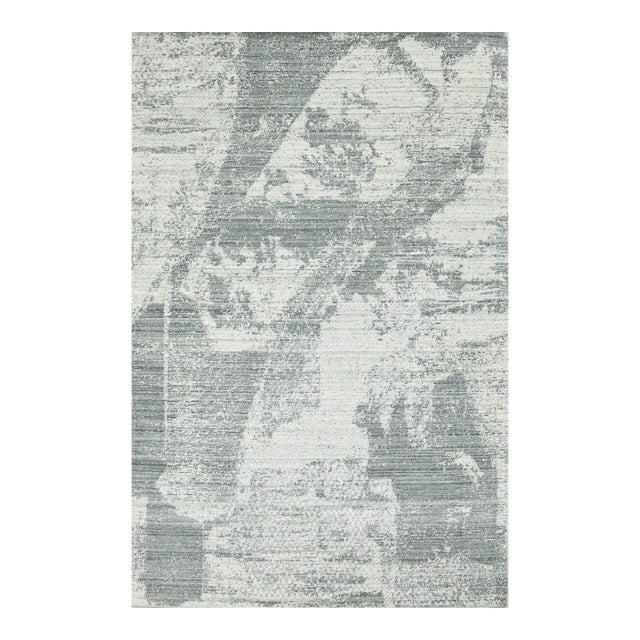 10x14 Versatile Freya Gray Silver Abstract Contemporary Handmade Wool Carpet Rug For Sale