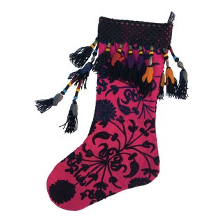 Antique Suzani Christmas Stocking For Sale