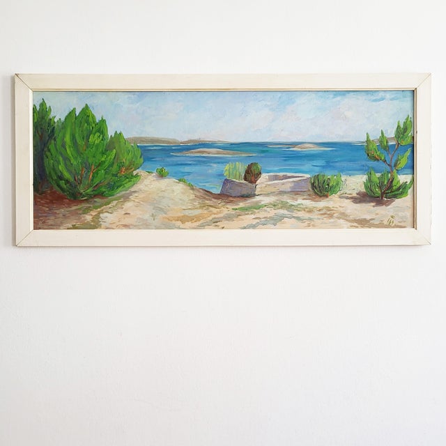 Adriatic Coastal Landscape, 1960s, Oil Painting on Canvas, Framed For Sale - Image 6 of 16