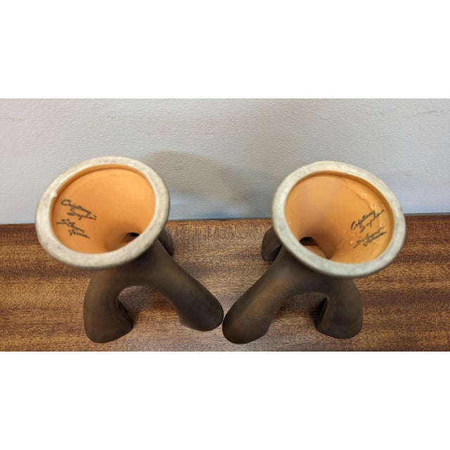 Ceramic French Modernist St. Clement Ceramic Sapho Candelabra's For Sale - Image 7 of 8