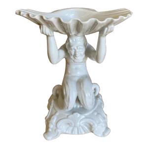Early 20th Century Italian Ginori Blanc De Chine Sea Creature Holding Shell