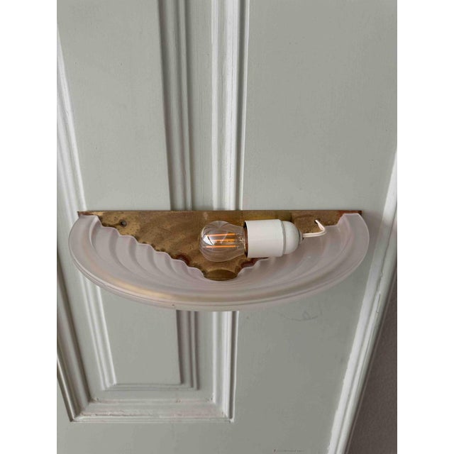 1940s Art Deco Sconces in Brass and Frosted Glass, Portugal, 1940s, Set of 2 For Sale - Image 5 of 16