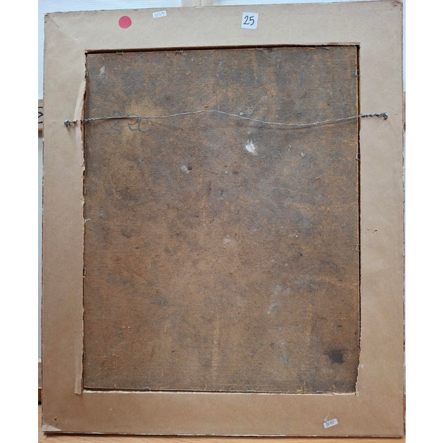 Eggshell Mid-Century European Abstract Street Scene For Sale - Image 8 of 8