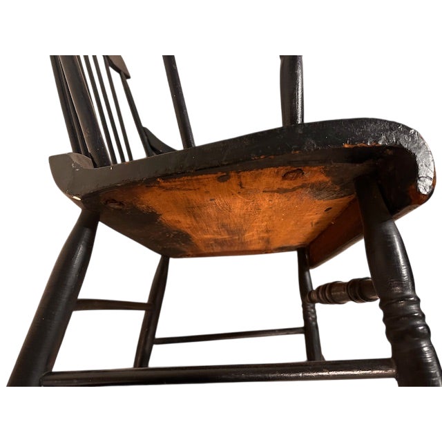 Wood Antique Black Rocking Chair, 19th Century For Sale - Image 7 of 10