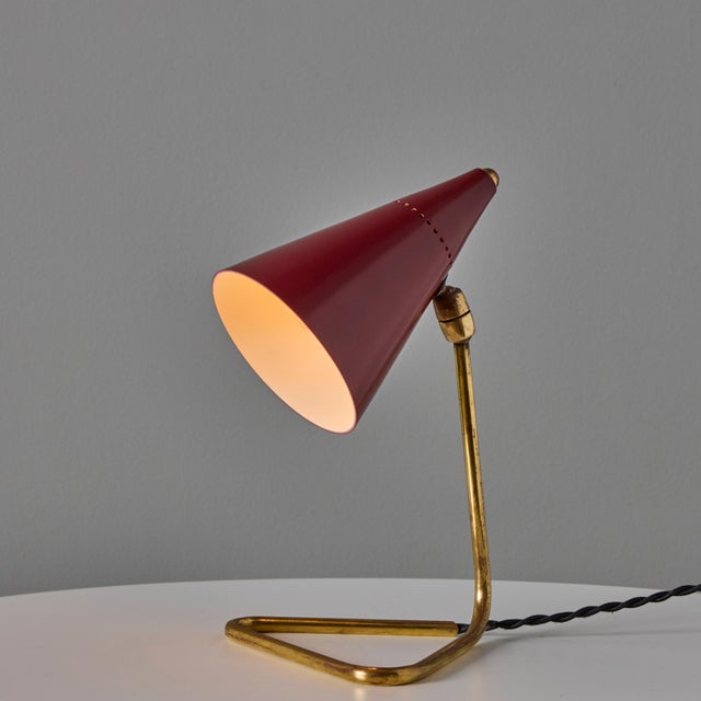 1950s Giuseppe Ostuni Red Conical Table Lamp for Oluce For Sale - Image 15 of 18