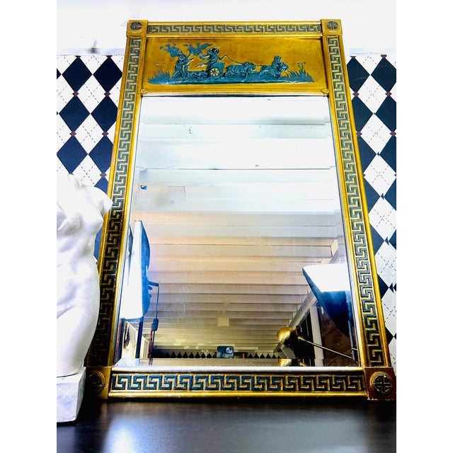Oversized Neoclassical Greek Key Trumeau Wall Mirror With Classical Relief Frieze For Sale - Image 13 of 18