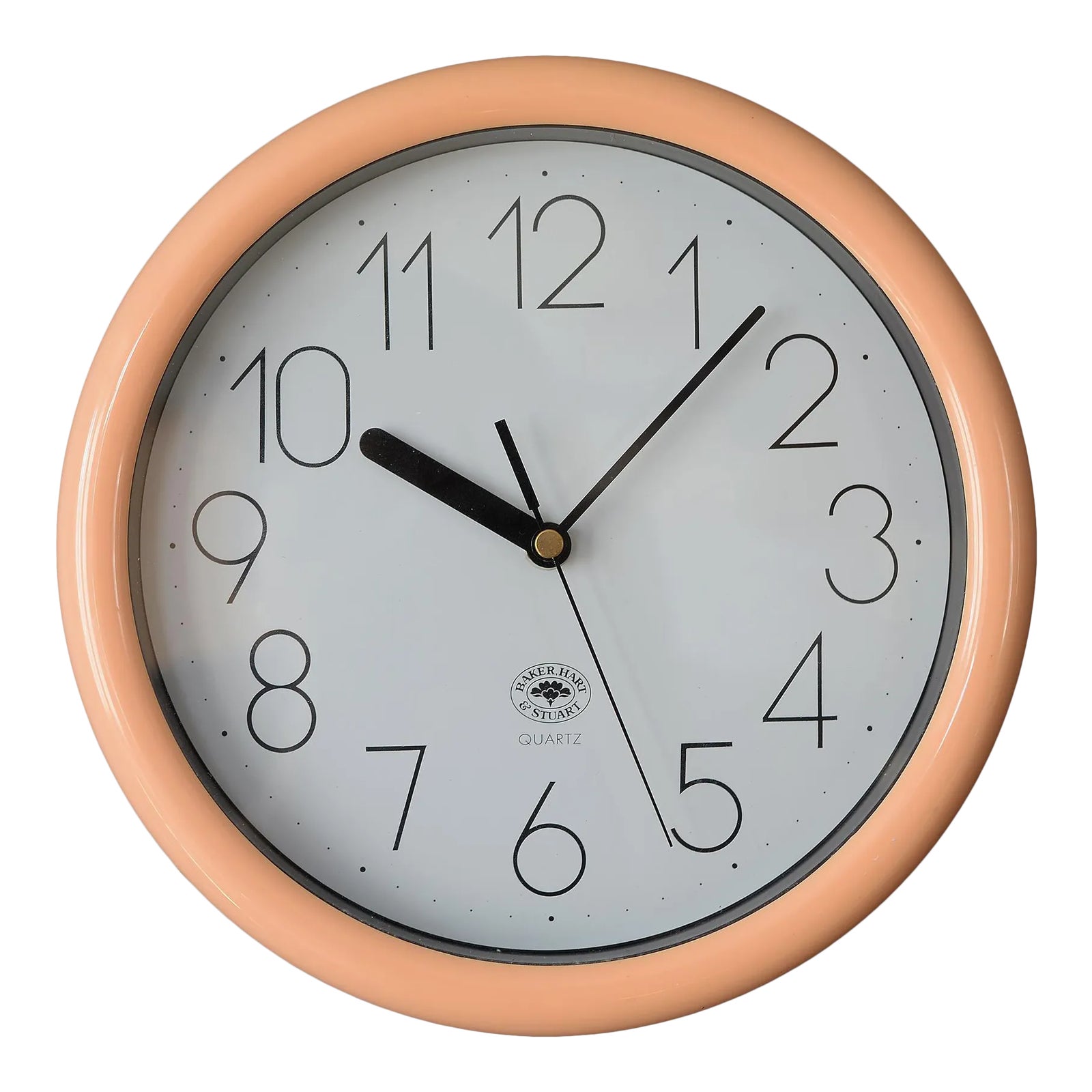 1980s Postmodern Memphis Style Pastel Orange Wall Clock | Chairish