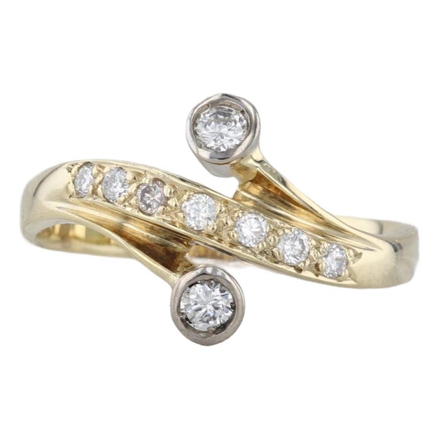 0.33ctw Diamond Bypass Ring 14k Yellow Gold Size 9 Contoured, Size 9 For Sale