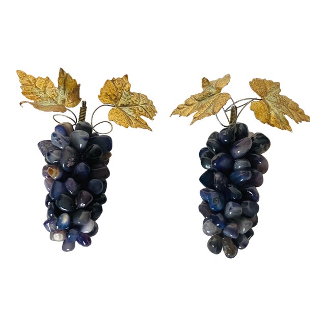 Pair of Vintage Brazilian Amethyst Grape Vine Clusters For Sale