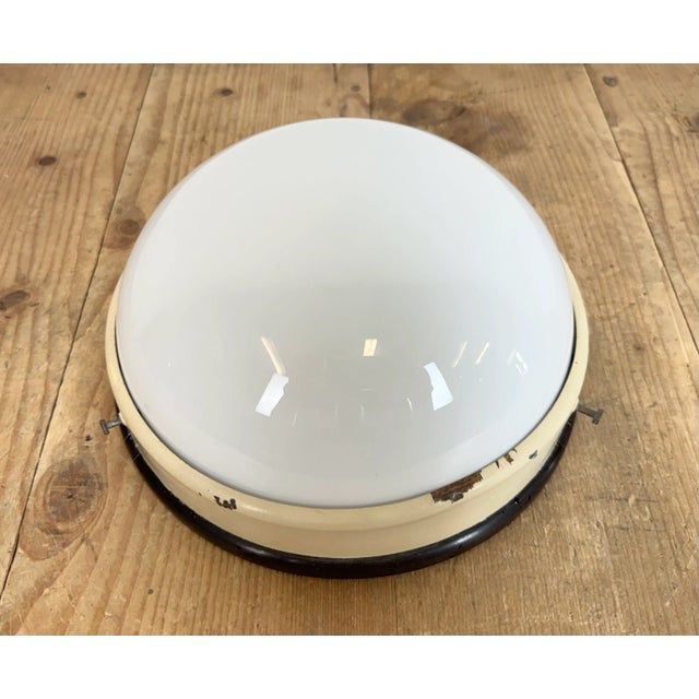 Industrial Industrial Bakelite Wall Light with Milk Glass, 1950s For Sale - Image 3 of 12