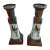 Equestrian Candlesticks in Burnt Orange and Gray a Pair For Sale
