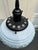 American Antique Brass Hanging Fixture With Vintage Glass Shade For Sale - Image 3 of 9