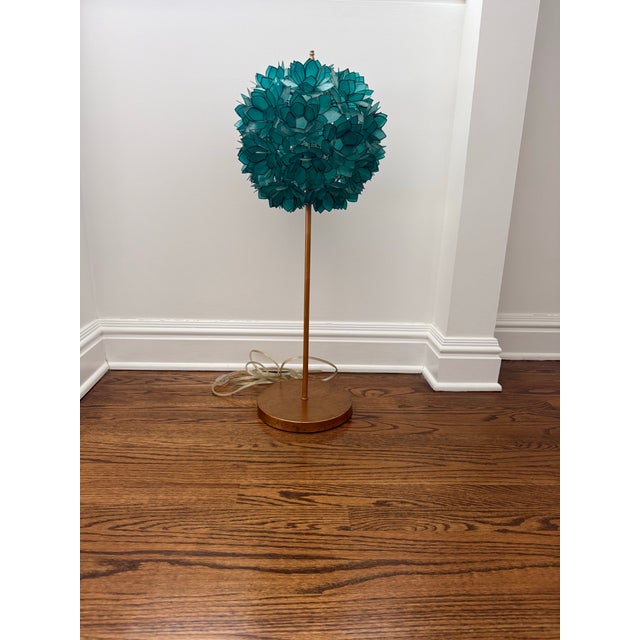 Turquoise Capiz Shell Table Lamp For Sale In New York - Image 6 of 6