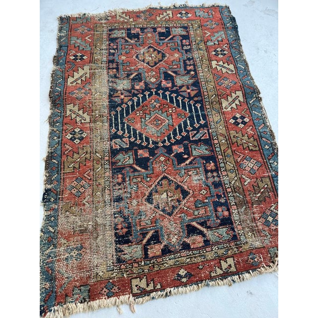 Textile Antique Persian Karaja Rug 3 x 4 For Sale - Image 7 of 9