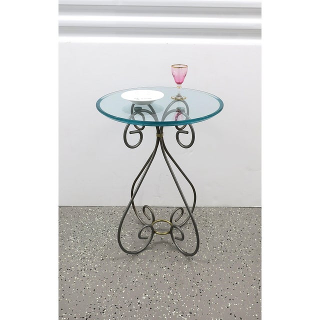 Brass Metal and Glass Round Side Table, Circa Late-20th Century For Sale - Image 4 of 13