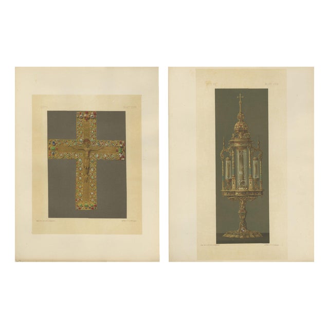 Royal Bavarian Cruciform Works and Jeweled Cross Diptych, Munich 1874, Paper, Set of 2 For Sale