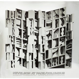 1977 Louise Nevelson 'At Pace Columbus (Silver)' Abstract Silver, Gray, Black & White USA Foil Print For Sale