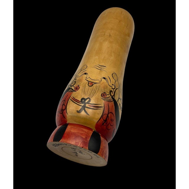 Wood Vintage Sōsaku Kokeshi of Fukurokuju, 1960 For Sale - Image 7 of 8