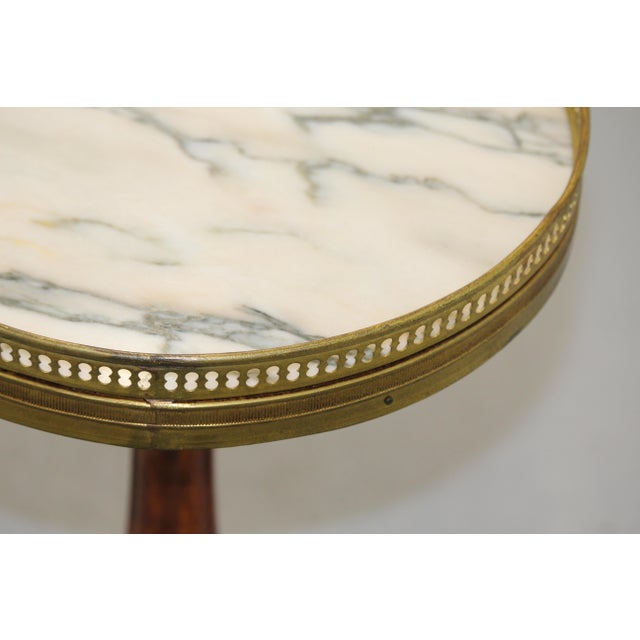 Black Small Round Side Table with White Marble Top For Sale - Image 8 of 12