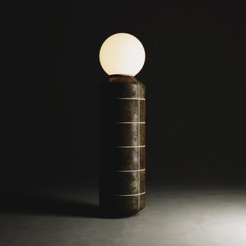 Contemporary Navazi Medium Floor Lamp in Scorched Coal Ceramic and Frosted Glass by Svitanok For Sale - Image 3 of 10