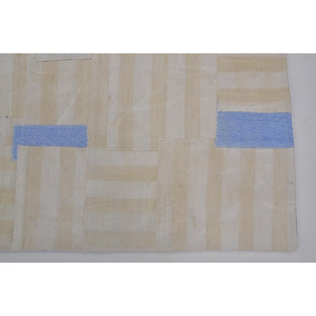 1960s White and Blue Stripe Kilim Runner For Sale In Phoenix - Image 6 of 10