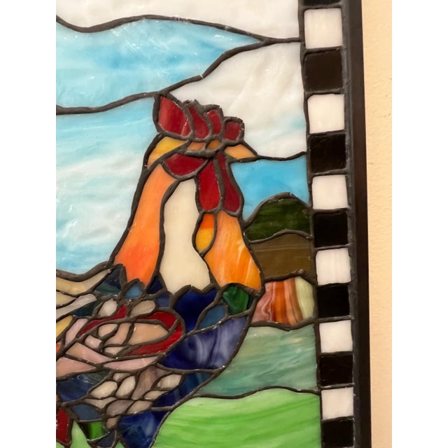 Meyda Tiffany Stained Glass Hanging Rooster Window Panel For Sale - Image 4 of 9