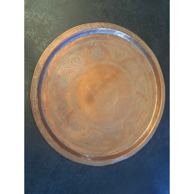 Mid 20th Century Mid-Century Modern Egyptian Copper Charger Plate With Engraved Gazelle Motif – Signed For Sale - Image 12 of 12