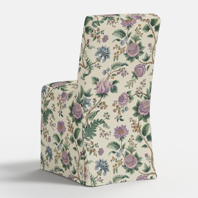 Not Yet Made - Made To Order Andrea Slipcover Dining Chair in Lilac Tree of Life Floral For Sale - Image 5 of 7
