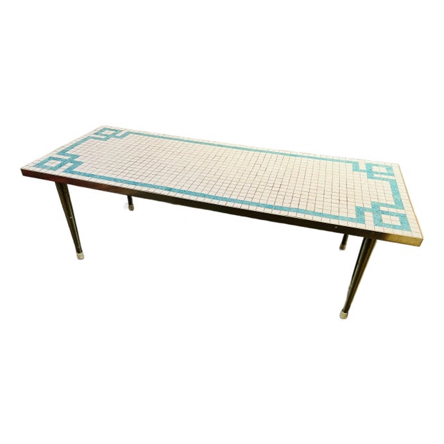 Mid Century Tile Mosaic Coffee Table For Sale