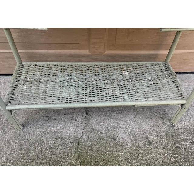 Antique Painted Wicker Plant Stand With Lower Shelf For Sale - Image 9 of 12