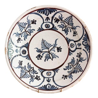 Early 19th Century Blue & White Floral Faience Dish from Vron For Sale