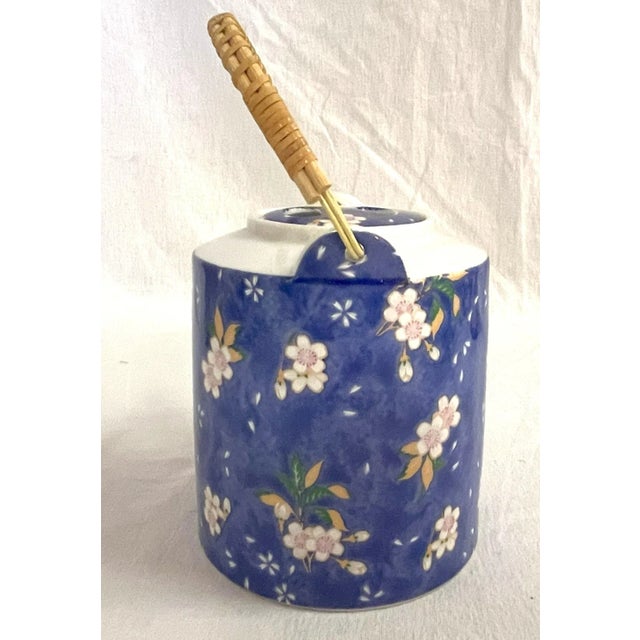 Ceramic Vintage Porcelain Traditional Asian Style Teapot With Cherry Blossom Designs For Sale - Image 7 of 11