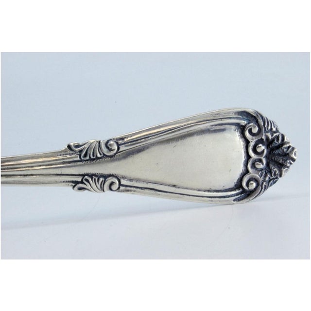 Silver Rice and Serving Spoon with Crimped, Embossed Handle and Monogram Card For Sale - Image 4 of 10