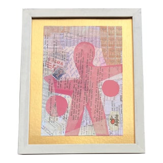 Contemporary Original Wayne Cunningham Abstract Collage in Pink Framed For Sale
