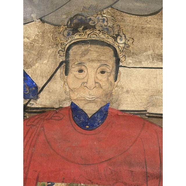 Large Ancestral Portrait of an Aristocratic Couple, Joseon Dynasty (Korea), 1750-1850, Mixed Media For Sale - Image 4 of 15
