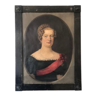 Antique Original Lady Oil Painting: Large 19th Century Baroness Portrait For Sale