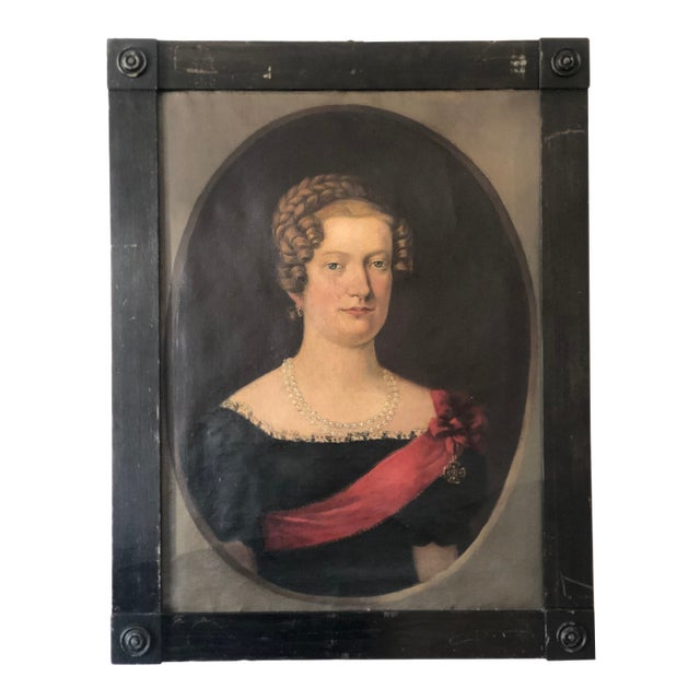 Antique Original Lady Oil Painting: Large 19th Century Baroness Portrait For Sale