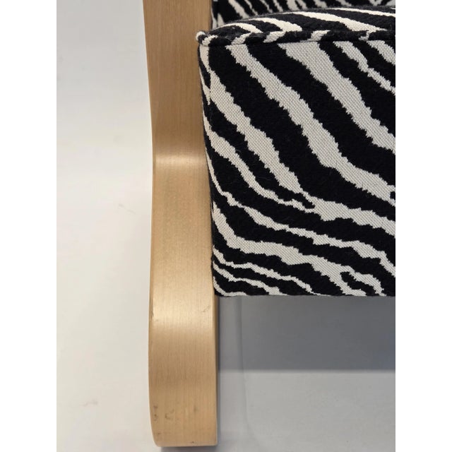 Wood 44 Lounge Chair with Zebra Upholstery by Alvar Aalto for Artek, 1980s For Sale - Image 7 of 15
