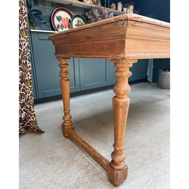 Antique Farmhouse Table with Turned Oak Legs, 1890s For Sale - Image 6 of 13