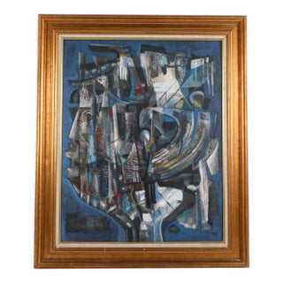Framed Osvaldo Gutierrez "Untitled Face" Mixed Media on Canvas For Sale