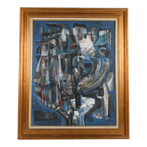 Framed Osvaldo Gutierrez "Untitled Face" Mixed Media on Canvas