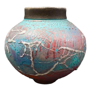 1987 Steven Forbes deSoule Signed Raku Studio Pottery Urn Vase