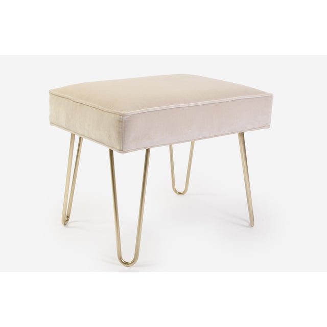 Montage Ottomans on Brass Hairpin Legs - A Pair For Sale - Image 4 of 9