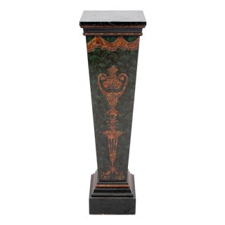 Neoclassical Green Faux Marble Painted Pedestal For Sale