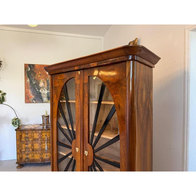 Biedermeier Sun-Shaped Display Cabinet in Walnut For Sale - Image 9 of 12