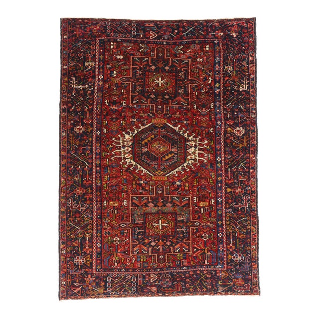 Vintage Persian Karaja Heriz Rug, 04'07 X 06'04 For Sale