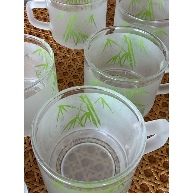 Vintage Sasaki Frosted Bamboo Glass Mugs — Set of 8 For Sale - Image 10 of 11