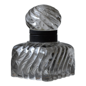Vintage Swirling Cast Glass + Metal Inkwell, Circa Late 19th - Early 20th Century