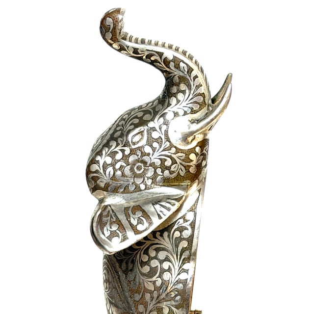 Metal Indian Silvered & Enamel Engraved Bronze Elephant Automaton Swiss Music box For Sale - Image 7 of 18